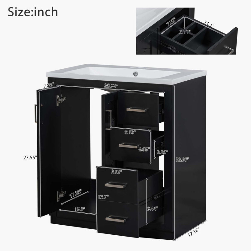 Beyong 30" W x 18" D x 34" H Single Bathroom Vanity & Reviews | Wayfair